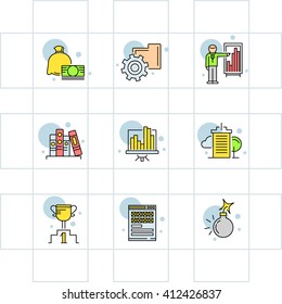 Business thin line icons set