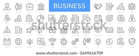 Business thin line icons set. Editable stroke. Vector