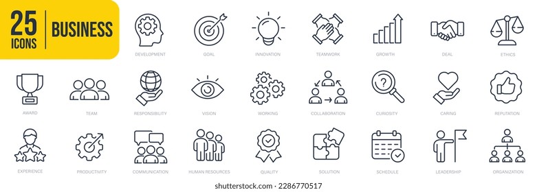 Business thin line icons. Vector graphic illustration. For website design, logo, app, template, ui, etc.