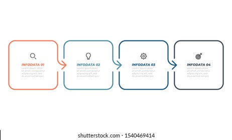Business thin line infographic design label with marketing icons and 4 steps, options. Vector template.