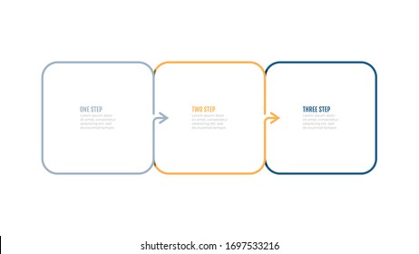Business thin line process step design template. Timeline with 3 options, arrows. Vector thin line elements for presentation.