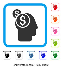 Business Thinking icon. Flat grey iconic symbol inside a light blue rounded rectangle. Black, gray, green, blue, red, orange color versions of Business Thinking vector.