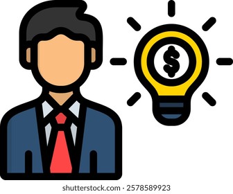 Business Thinking Icon Lineal Color Vector Illustration