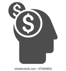 Business Thinking icon. Vector style is flat iconic symbol with rounded angles, gray color, white background.