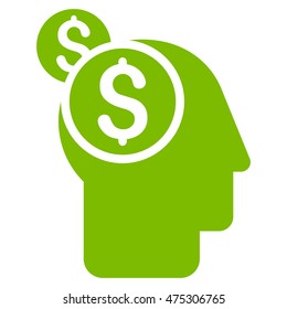 Business Thinking icon. Vector style is flat iconic symbol with rounded angles, eco green color, white background.