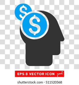 Business Thinking vector icon. Image style is a flat blue and gray pictograph symbol.