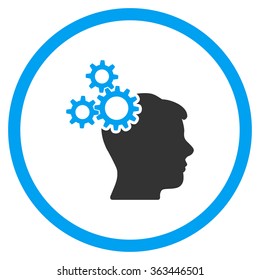 Business Thinking vector icon. Style is bicolor flat circled symbol, blue and gray colors, rounded angles, white background.