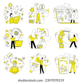 Business thinking vector illustration. Success blossoms where inspiration and business thinking concept converge In garden ideas, seeds business thinking grow into solutions Motivation fuels engine