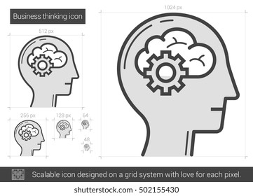Business thinking vector line icon isolated on white background. Business thinking line icon for infographic, website or app. Scalable icon designed on a grid system.