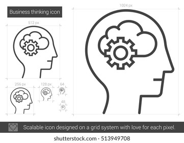 Business thinking vector line icon isolated on white background. Business thinking line icon for infographic, website or app. Scalable icon designed on a grid system.