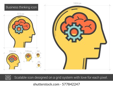 Business thinking vector line icon isolated on white background. Business thinking line icon for infographic, website or app. Scalable icon designed on a grid system.