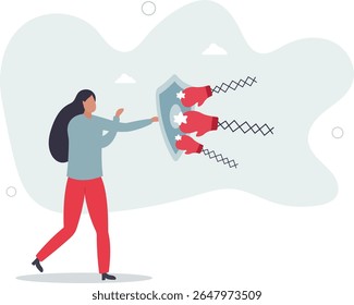 Business threat, fight to survive in business competition, resilience or adversity, challenge or survive to win, courage fighter concept. character life .