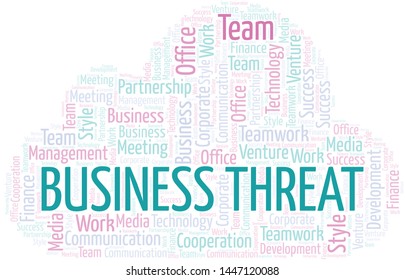 Business Threat word cloud. Collage made with text only.
