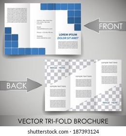 Business three fold flyer template, corporate brochure or cover design/can be use for publishing, print and working presentation with place for your content.
