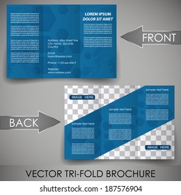 Business three fold flyer template, corporate brochure or cover design/can be use for publishing, print and working presentation with place for your content.