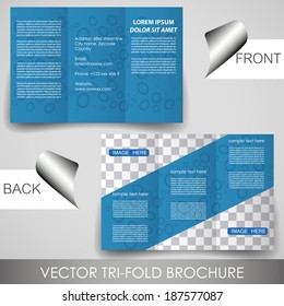 Business three fold flyer template, corporate brochure or cover design/can be use for publishing, print and working presentation with place for your content.
