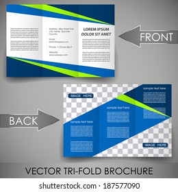 Business three fold flyer template, corporate brochure or cover design/can be use for publishing, print and working presentation with place for your content.