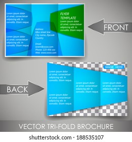 Business three fold flyer template, corporate brochure or cover design/can be use for publishing, print and working presentation, with place for your content.