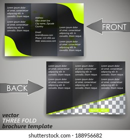 Business three fold flyer template, corporate brochure or cover design/can be use for publishing, print and working presentation with place for your content.
