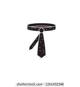 Business tie black vector concept icon. Business tie flat illustration, sign