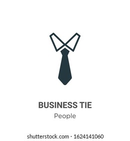 Business Tie Glyph Icon Vector On White Background. Flat Vector Business Tie Icon Symbol Sign From Modern People Collection For Mobile Concept And Web Apps Design.