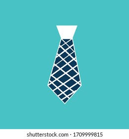 Business tie icon flat design on blue color