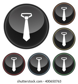 Business Tie Icon Glossy Button Icon Set in With Various Color Highlights