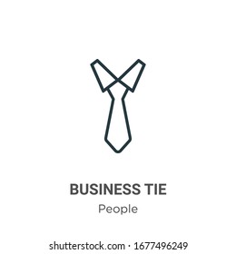 Business tie outline vector icon. Thin line black business tie icon, flat vector simple element illustration from editable people concept isolated stroke on white background