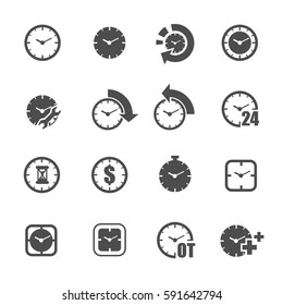 business time clock icon set vector