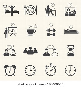 Business Time And Daily Routine Icon Set