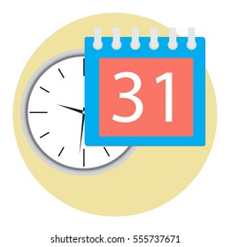 Business time icon. Clock and calendar, management and planning time. Vector illustration