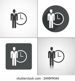 Business time icons. Set elements for design. Vector illustration