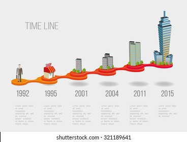 Business Time line with buildings vector illustration