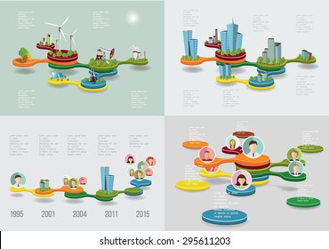 Business Time line infographic set. Vector illustration