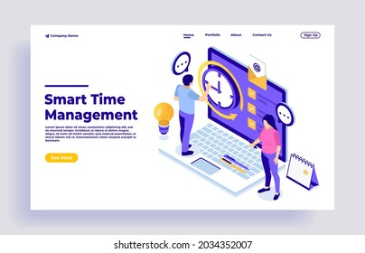 Business time management concept with characters
