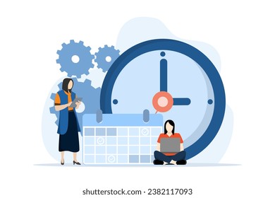 Business time management concept, deadline concept, planner, planning and organization, start-up, agenda, time, Schedule time management, flat vector illustration on white background.