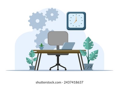 business time management concept, deadline, planner, start, agenda, time, calendar flat vector illustration. Calendar with Clock Flat Icon. Pixel Perfect. For Mobile and Web.