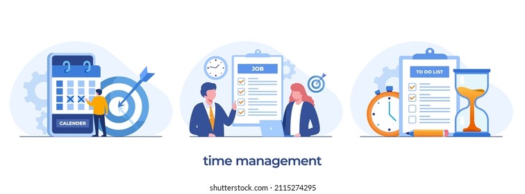 Business time management, deadline concept, planner, start up flat vector illustration banner
