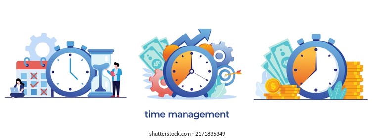 Business time management, deadline concept, planner, start up, calender flat vector illustration banner