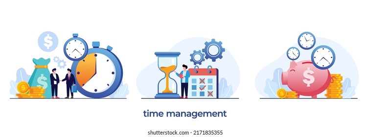 Business time management, deadline concept, planner, start up, calender flat vector illustration banner