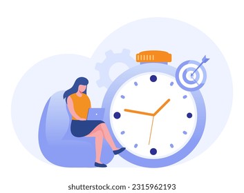 Business time management, deadline concept, planner, planning and organization, flat vector illustration banner