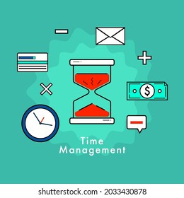 Business and time management, planning, organization, and working timeflat design concept.