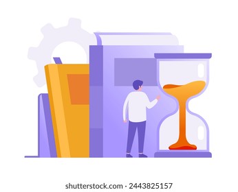 Business time management, schedule, deadline concept, time line, planner, time, checklist, strategy, flat vector illustration banner