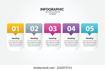 Business timeline chart template Horizontal Infographic 5 steps vector illustration