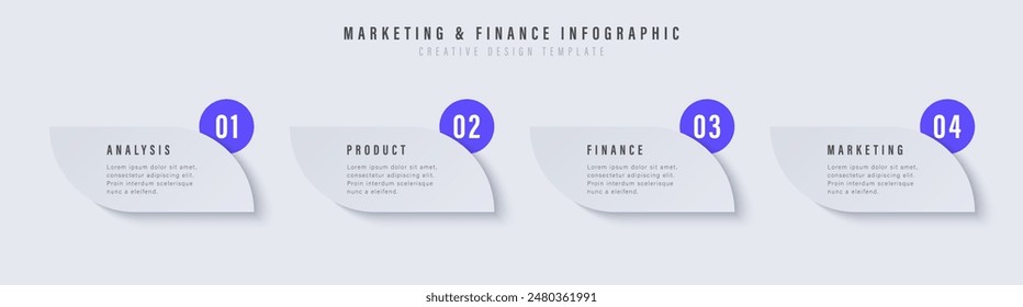 Business timeline chart template. Infographic 4 steps. Glass morphism effect. Vector illustration.