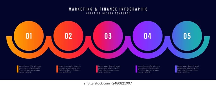 Business timeline chart template. Infographic 5 steps. Vector illustration.