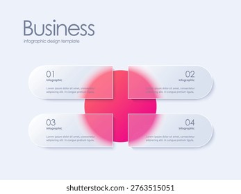 Business timeline chart template. Infographic 4 steps. Glass morphism effect vector template