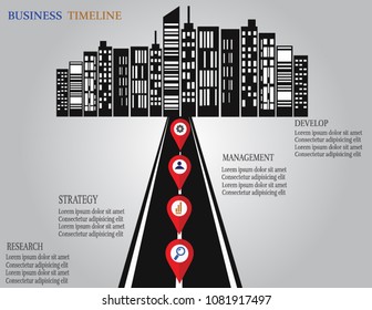 Business Timeline concept road to city.