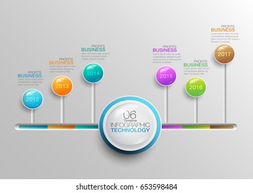 Business Timeline data infographic. Process chart Annual plan. Abstract elements of graph, diagram with 6 steps, options, parts or processes. Vector business template for presentation.