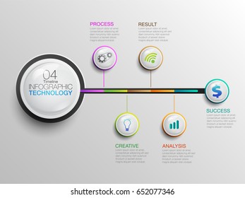 Business Timeline Digital data infographic. Process chart Technology. Abstract elements of graph, diagram with 5 steps, options, parts or processes. Vector business template for presentation.